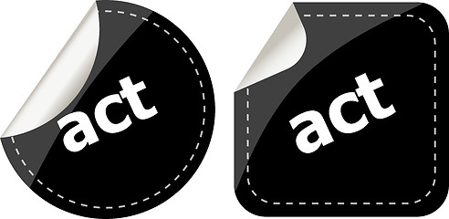 Image showing act black stickers set, icon button