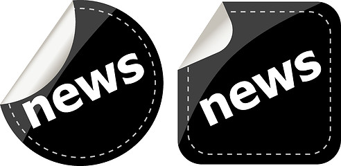 Image showing black news stickers set on white, icon button