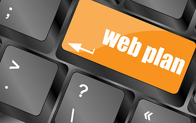 Image showing web plan concept with key on computer keyboard, business concept