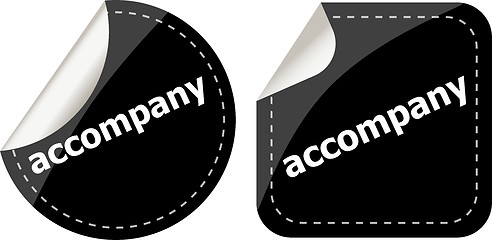 Image showing black accompany stickers set on white, icon button