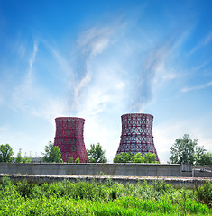 Image showing Thermal station and smoke stack