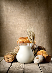 Image showing Bread and milk