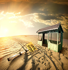 Image showing Bus stop in the desert