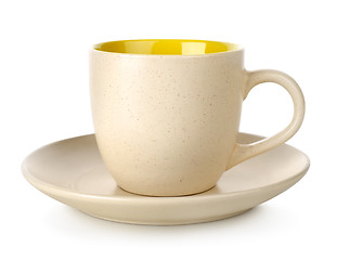 Image showing Yellow cup and saucer