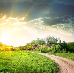 Image showing Country road and hillside