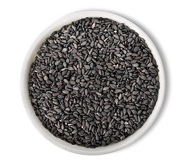 Image showing Black sesame in plate isolated