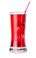 Image showing Red cocktail in a big glass isolated