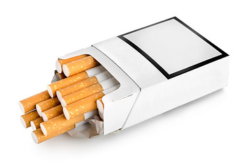 Image showing Open pack of cigarettes