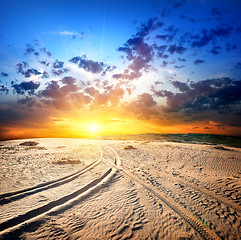 Image showing Sunset in the desert