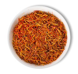 Image showing Saffron in plate isolated