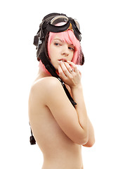 Image showing aviator helmet girl