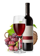 Image showing Wine and grape in basket