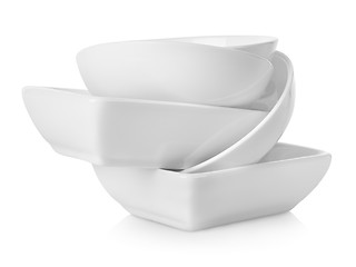 Image showing Empty white bowls