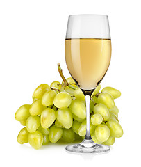 Image showing Wineglass and a bunch of grapes