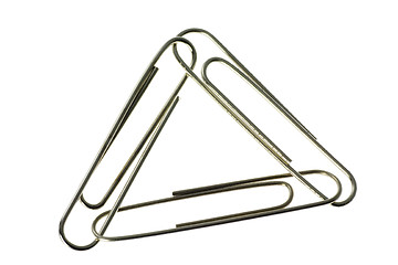 Image showing Three paper clips interlinked

