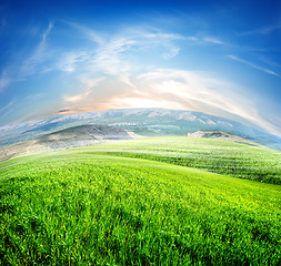 Image showing Meadows and mountains