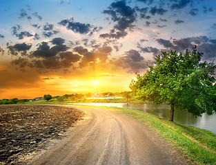 Image showing Country road near the lake