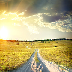 Image showing Country road  in autumn