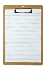 Image showing Blank writing paper on clipboard

