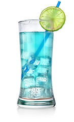 Image showing Blue cocktail in a big glass