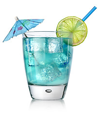 Image showing Blue cocktail in a glass