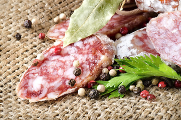 Image showing Salami and parsley