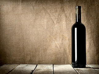 Image showing Black bottle of wine