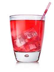 Image showing Red cocktail with straw