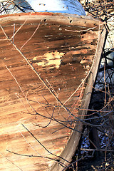 Image showing old wooden longboat