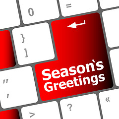 Image showing Computer keyboard with seasons greetings keys - holiday concept