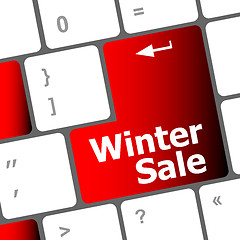 Image showing winter sale on computer keyboard key button