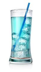 Image showing Blue cocktail in big glass