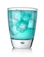Image showing Blue drink with ice cubes
