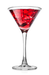 Image showing Cherry cocktail with ice cubes