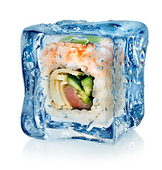 Image showing Sushi in ice cube