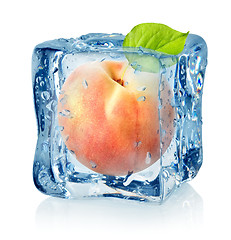 Image showing Ice cube and peach isolated