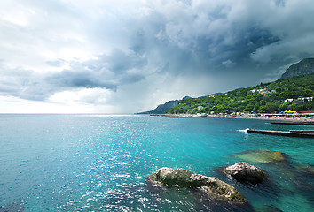 Image showing Storm clouds at sea