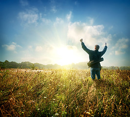 Image showing Man at sunrise