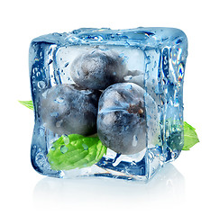 Image showing Ice cube and blueberry