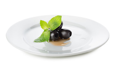 Image showing Olives on a white plate