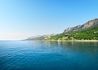 Image showing Blue bay in mountains