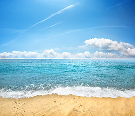 Image showing sandy beach and sea