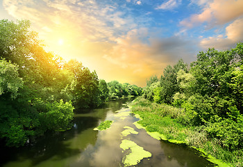 Image showing Quiet river at sunset