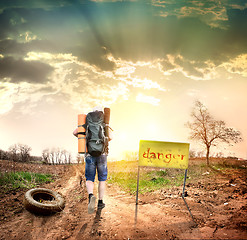 Image showing Tourist in forbidden zone