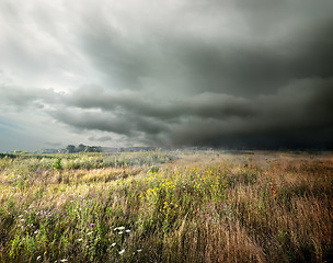 Image showing Storm clouds over field 