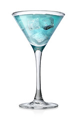 Image showing Blue cocktail with ice cubes