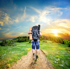 Image showing Tourist on the road