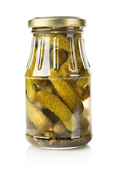 Image showing Cucumbers in a glass jar