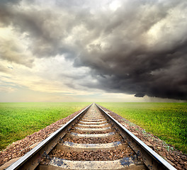 Image showing Railway and storm clouds