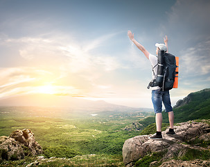 Image showing Tourist with backpack